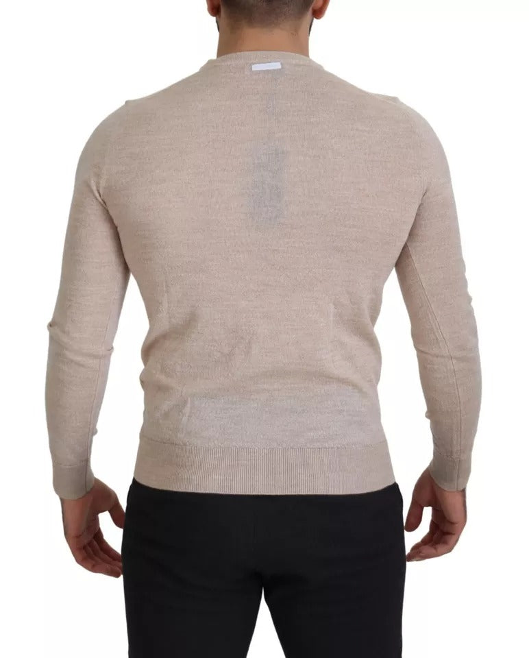 Dolce & Gabbana Beige Virgin Wool Crew Neck Pullover Sweater IT46 / S