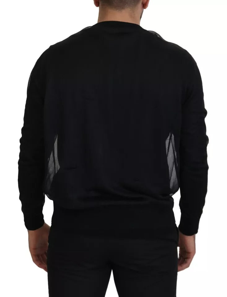 Dolce & Gabbana Black Polyester Crewneck Men Pullover Sweater IT48 / M