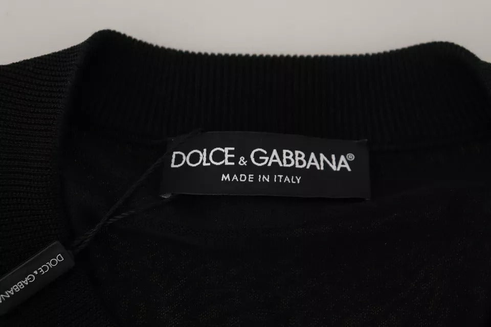 Dolce & Gabbana Black Polyester Crewneck Men Pullover Sweater IT48 / M