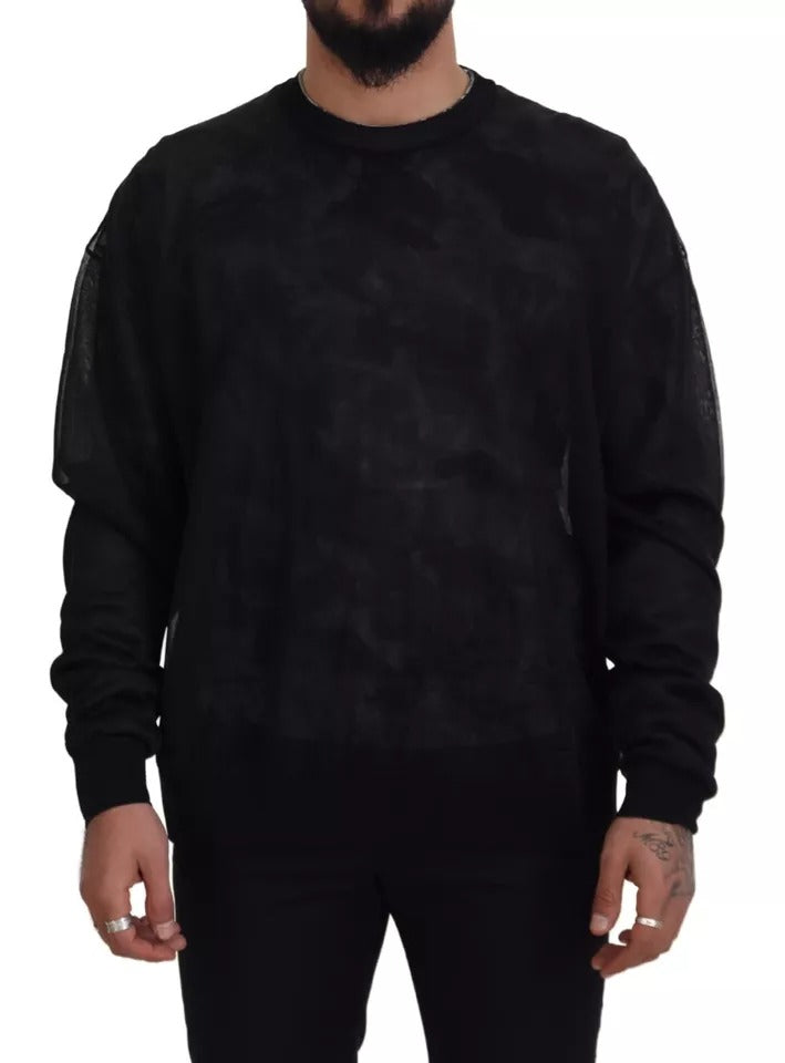 Dolce & Gabbana Black Polyester Crewneck Pullover Sweater IT48 / M