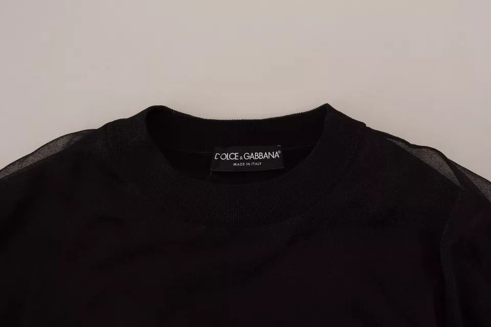 Dolce & Gabbana Black Polyester Logo Men Pullover Sweater IT48 / M