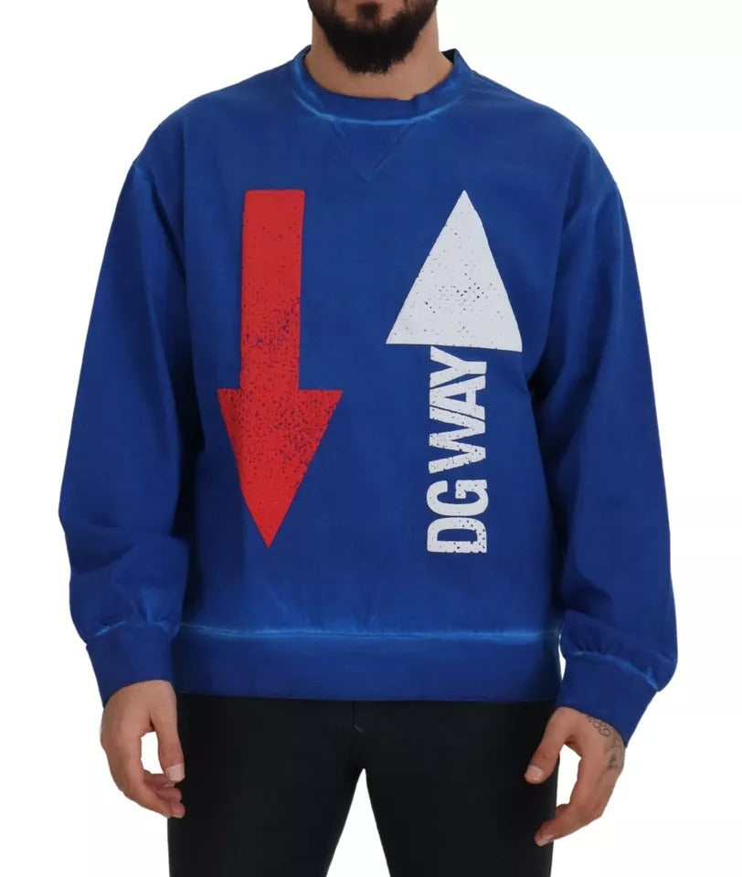 Dolce & Gabbana Blue DGWAY Cotton Crewneck Pullover Sweater IT50 / L