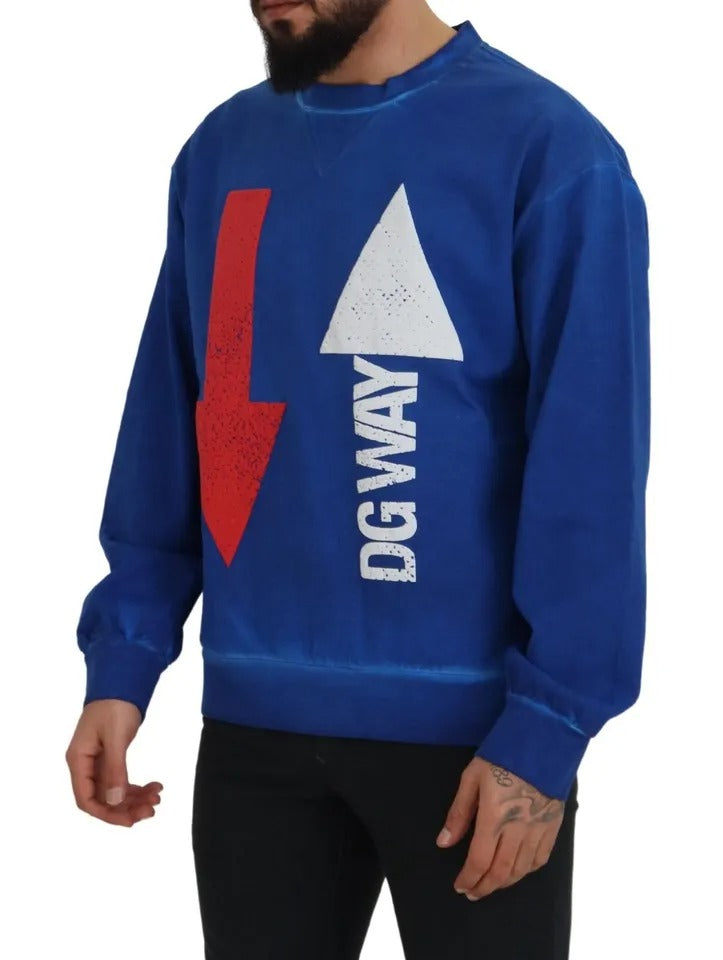 Dolce & Gabbana Blue DGWAY Cotton Crewneck Pullover Sweater IT50 / L