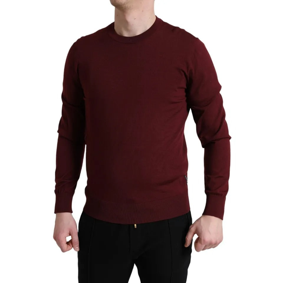 Dolce & Gabbana Bordeaux Wool Knit Crew Neck Pullover Sweater IT48 / M