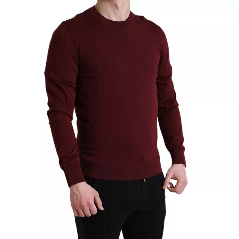 Dolce & Gabbana Bordeaux Wool Knit Crew Neck Pullover Sweater IT48 / M