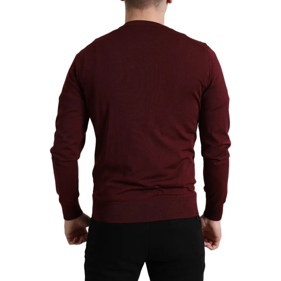 Dolce & Gabbana Bordeaux Wool Knit Crew Neck Pullover Sweater IT48 / M