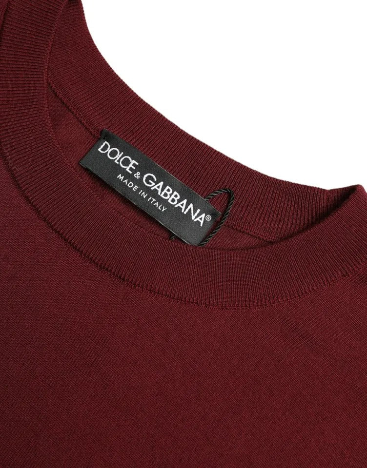 Dolce & Gabbana Bordeaux Wool Knit Crew Neck Pullover Sweater IT48 / M