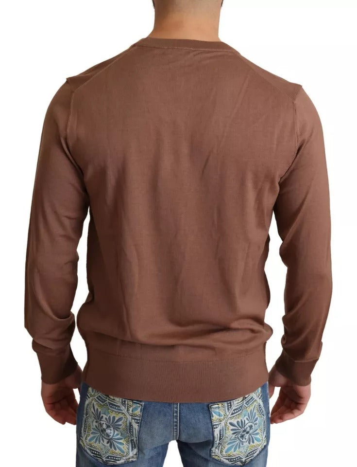 Dolce & Gabbana Brown Silk Cashmere Pullover Sweater IT46 / S