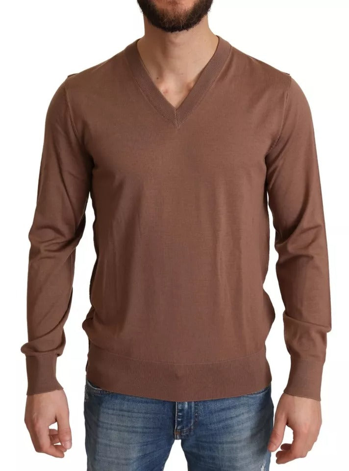 Dolce & Gabbana Brown Silk Cashmere Pullover Sweater IT46 / S