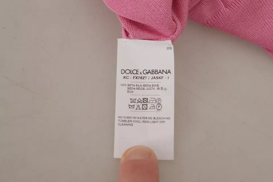 Dolce & Gabbana Pink 100% Silk Button Down Cardigan Sweater IT42 / M