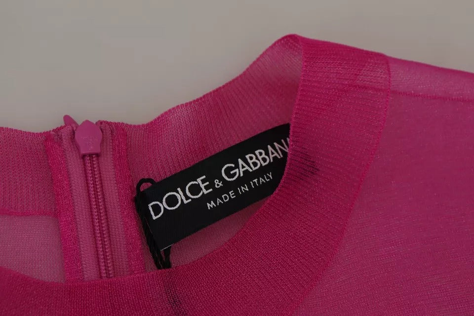 Dolce & Gabbana Fuchsia Polyester Crewneck Pullover Sweater IT40 | S