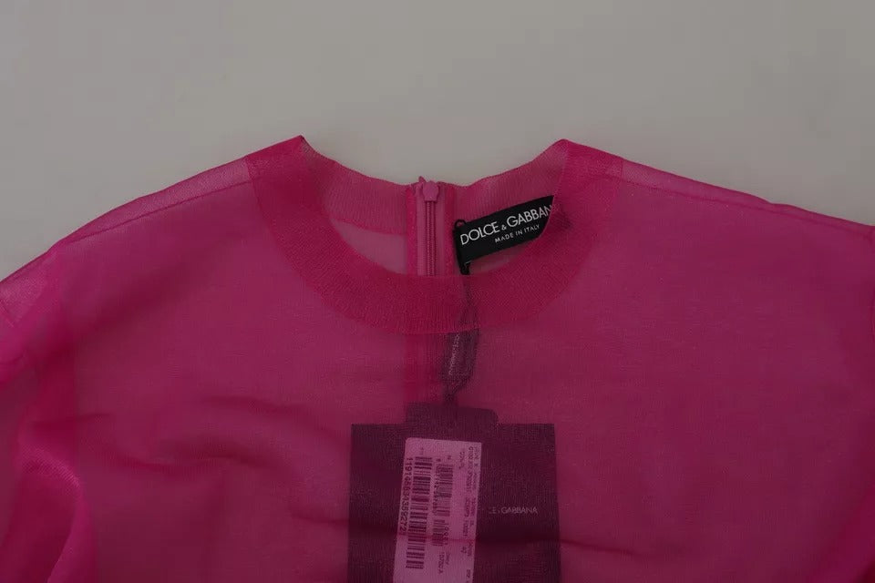 Dolce & Gabbana Fuchsia Polyester Crewneck Pullover Sweater IT40 | S