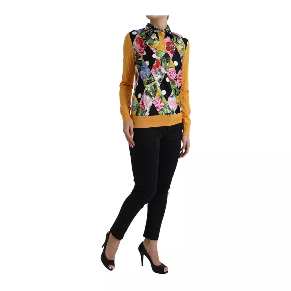 Dolce & Gabbana Multicolor Patchwork Cashmere Henley Sweater IT40 | S