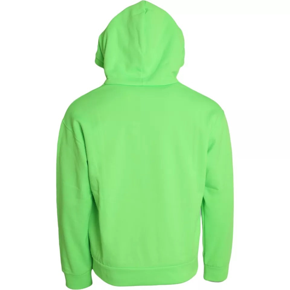 Dolce & Gabbana Neon Green Logo Pullover Hooded Sweatshirt Sweater IT46 / S