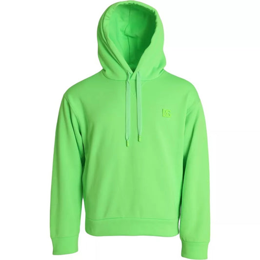 Dolce & Gabbana Neon Green Logo Pullover Hooded Sweatshirt Sweater IT46 / S