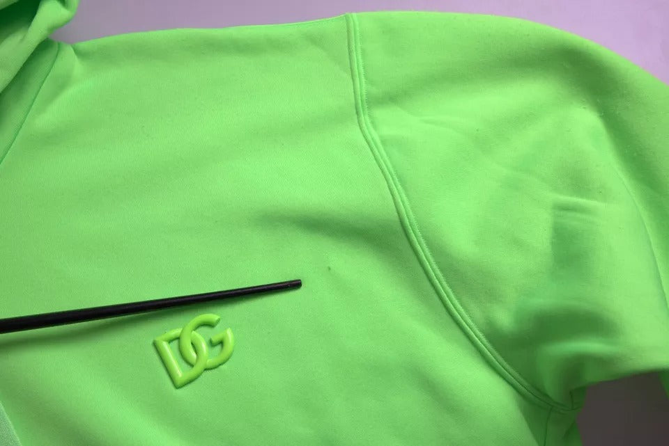 Dolce & Gabbana Neon Green Logo Pullover Hooded Sweatshirt Sweater IT46 / S