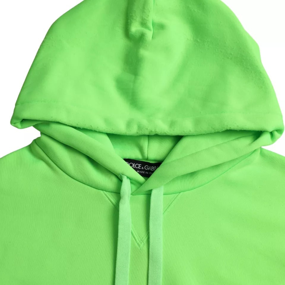 Dolce & Gabbana Neon Green Logo Pullover Hooded Sweatshirt Sweater IT46 / S