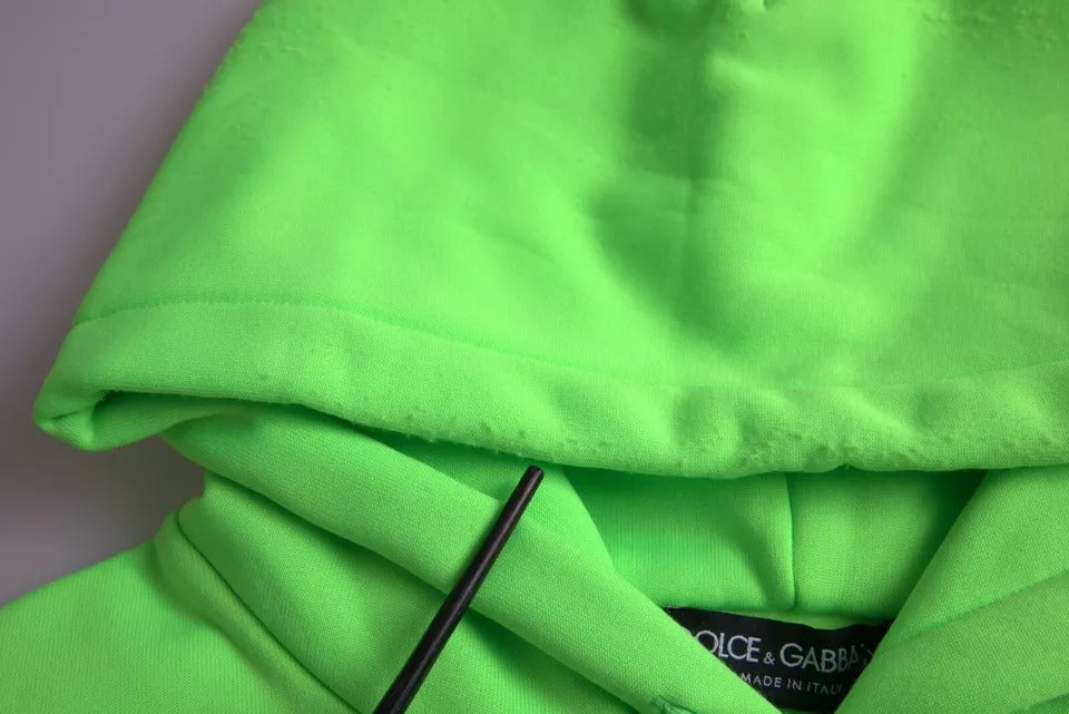 Dolce & Gabbana Neon Green Logo Pullover Hooded Sweatshirt Sweater IT46 / S