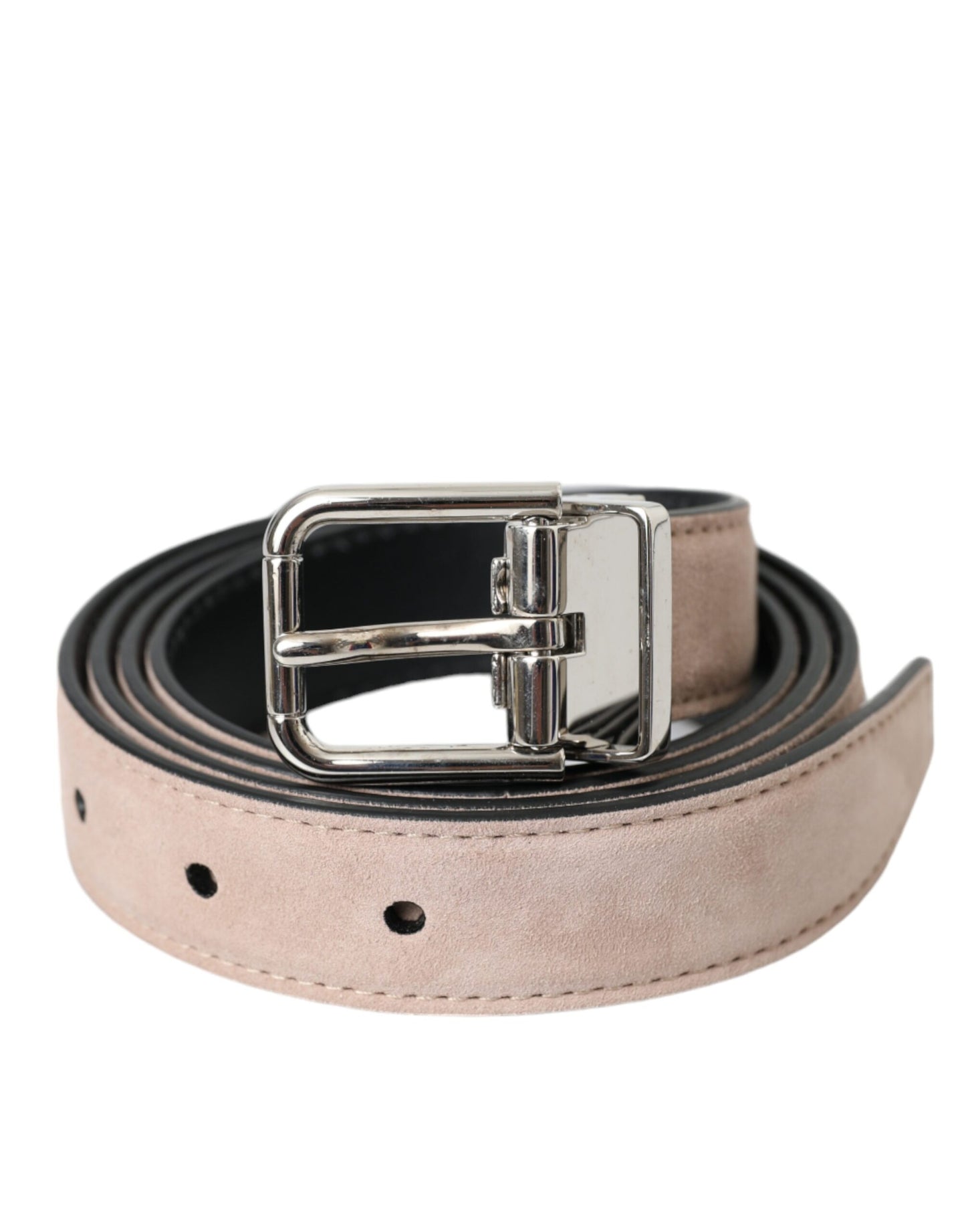 Dolce & Gabbana Beige Suede Leather Silver Buckle Belt Men 105CM / 42 INCH