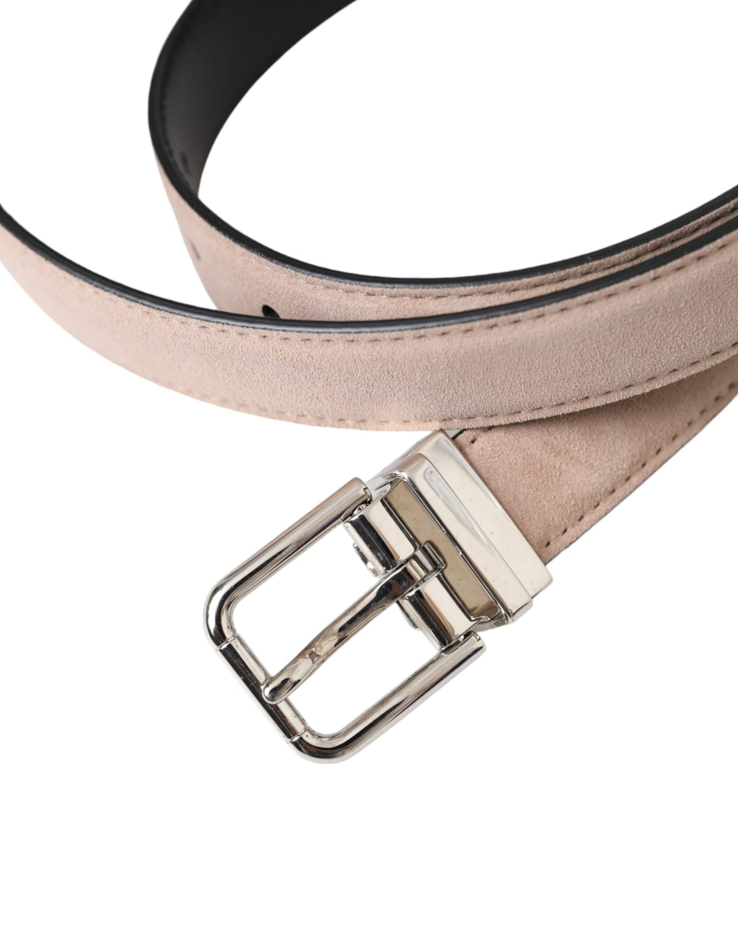 Dolce & Gabbana Beige Suede Leather Silver Buckle Belt Men 105CM / 42 INCH