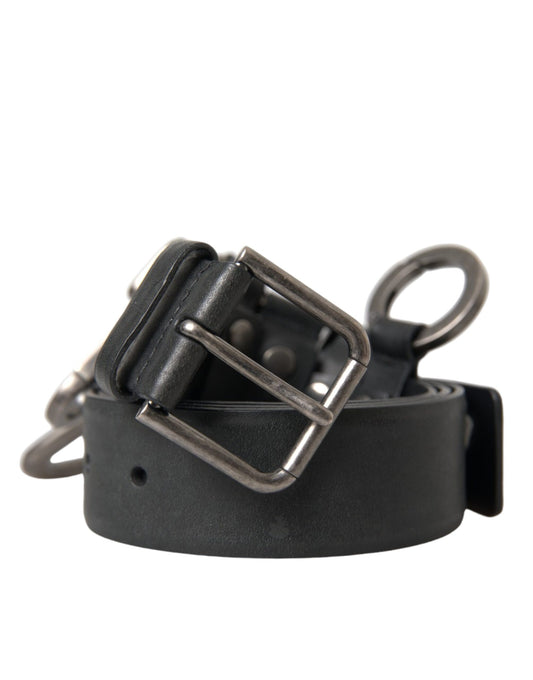 Dolce & Gabbana Black Calf Leather Silver Metal Buckle Belt 90 CM / 36 INCHES