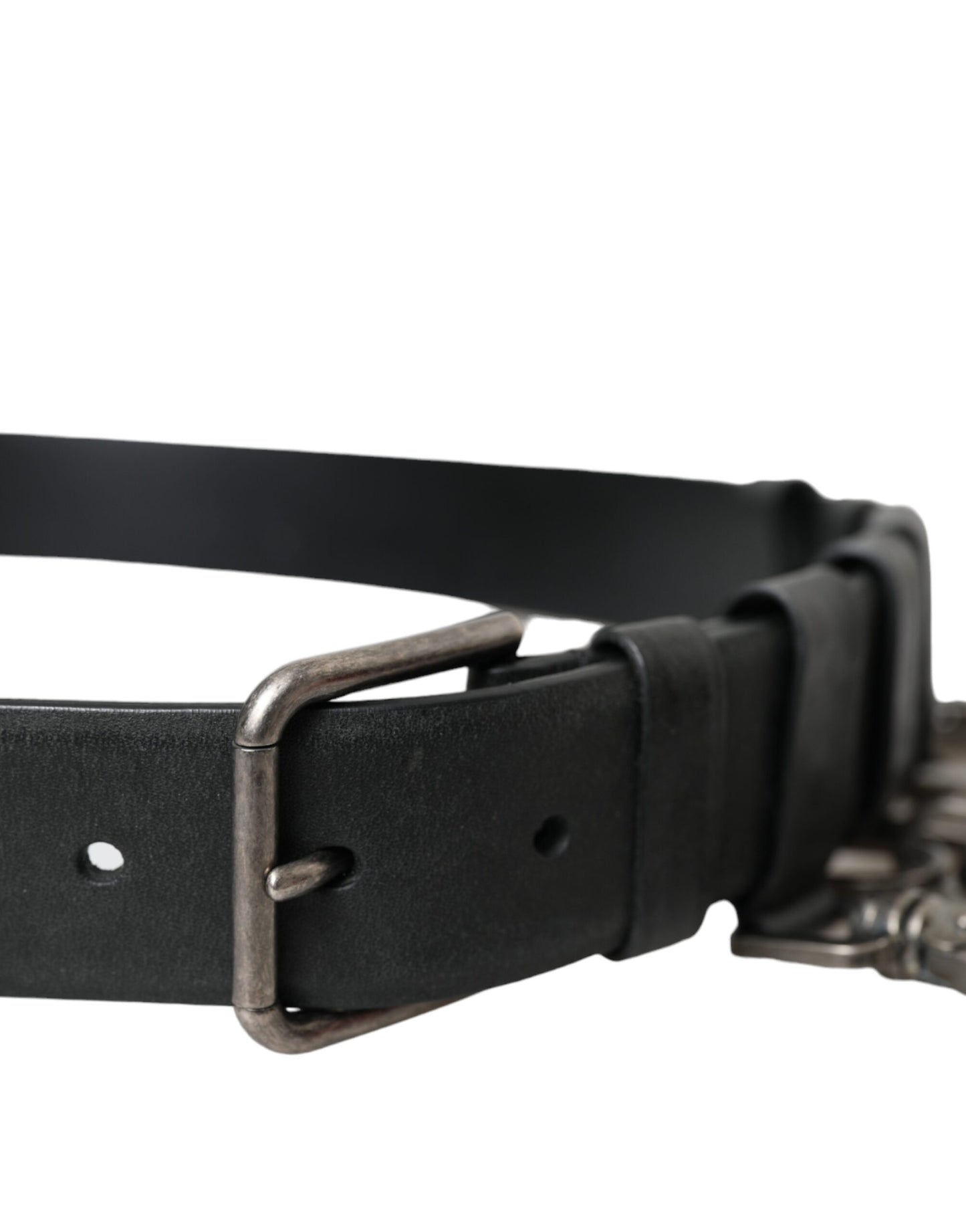 Dolce & Gabbana Black Calf Leather Silver Metal Buckle Belt 90 CM / 36 INCHES