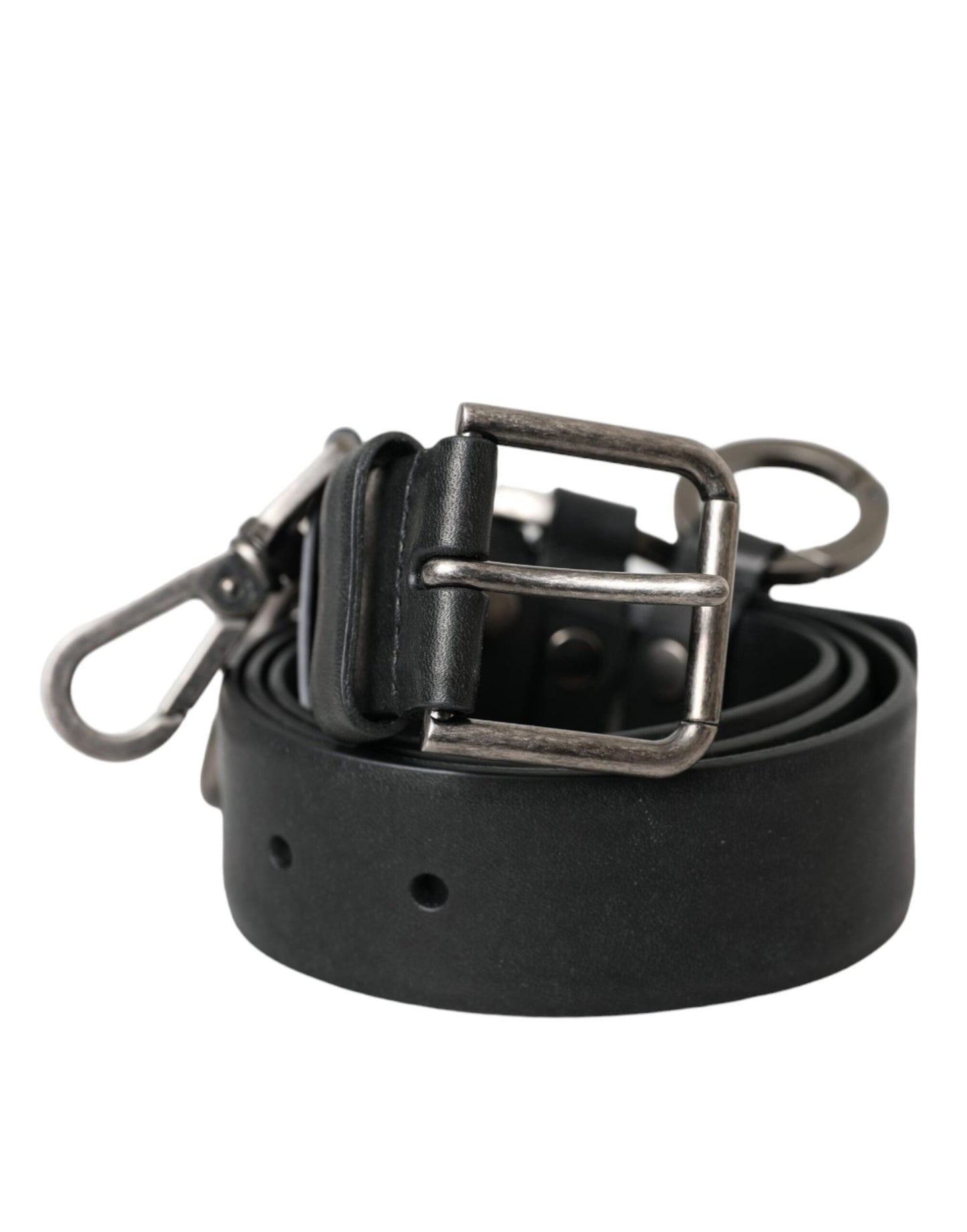 Dolce & Gabbana Black Calf Leather Silver Metal Buckle Belt 90 CM / 36 INCHES