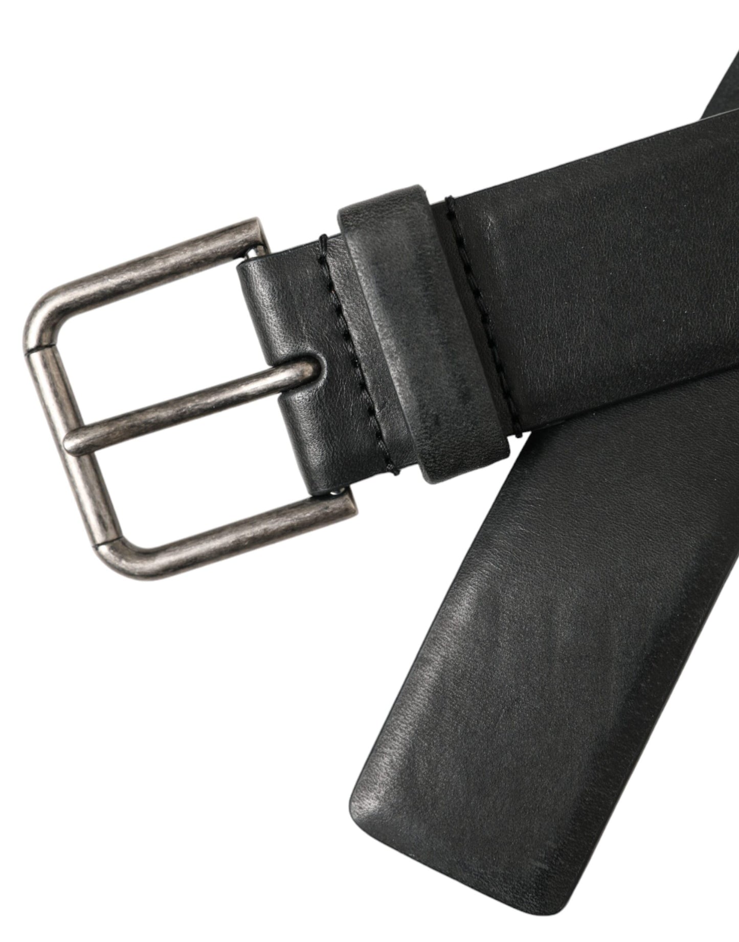 Dolce & Gabbana Black Calf Leather Silver Metal Buckle Belt 90 CM / 36 INCHES