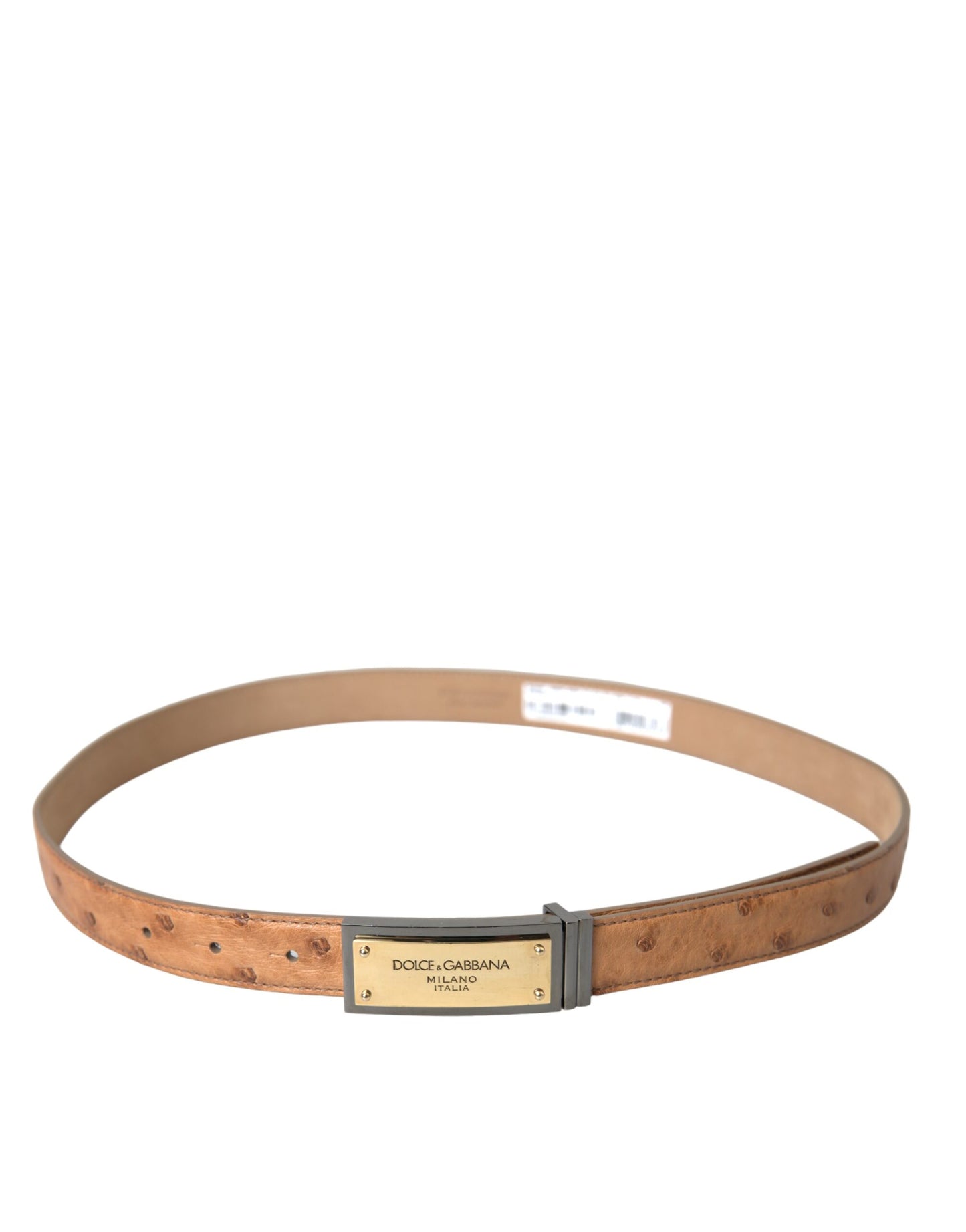 Dolce & Gabbana Beige Leather Gold Logo Engraved Buckle Belt 90CM / 36INCH