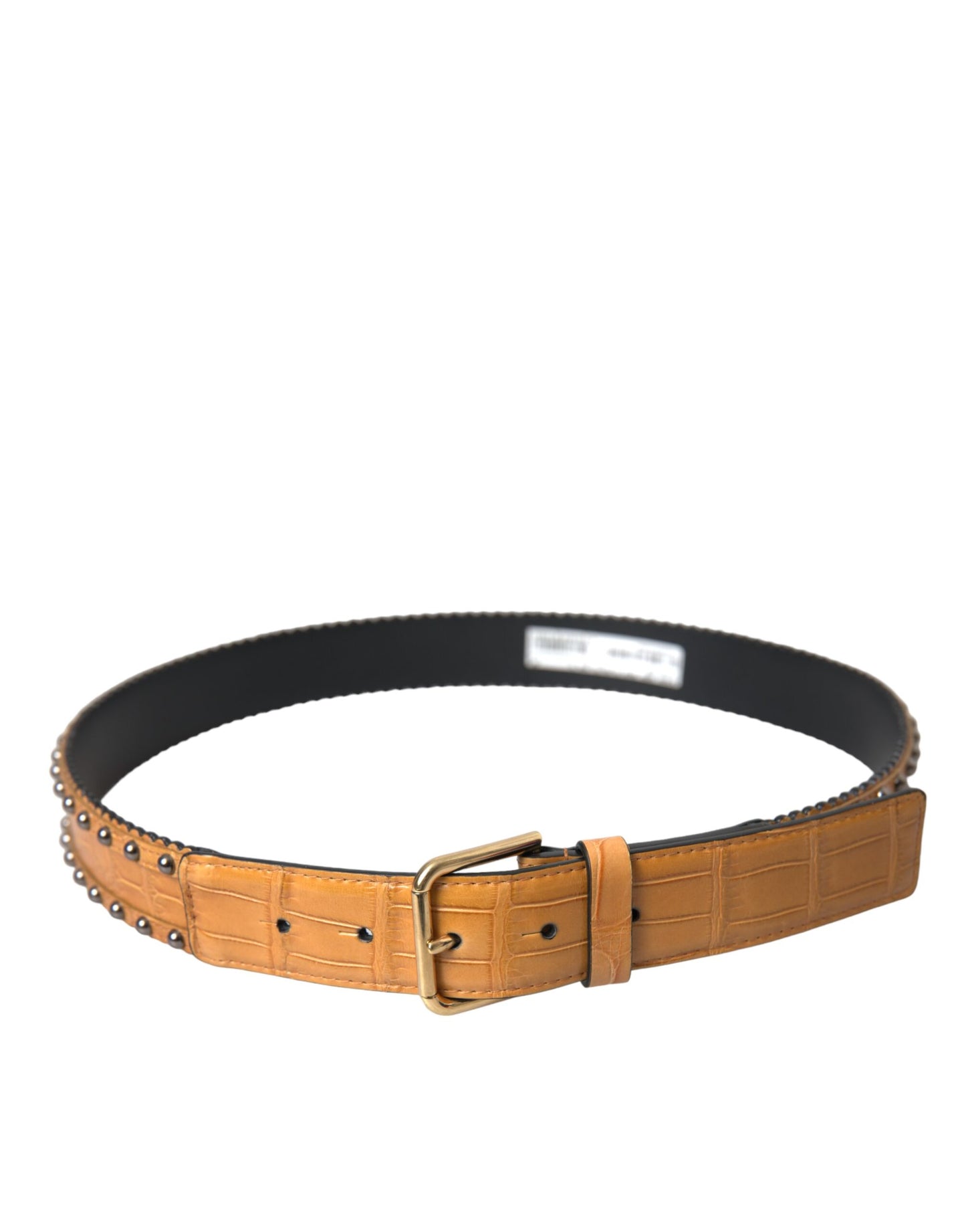 Dolce & Gabbana Beige Alligator Leather Studded Metal Buckle Belt  85CM / 34INCH