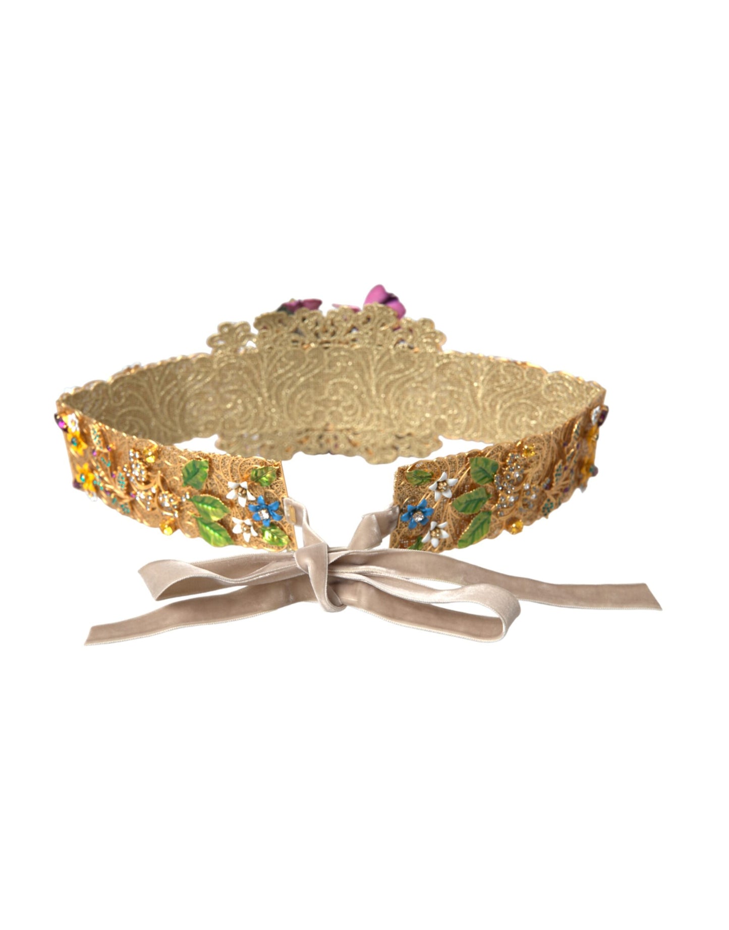 Dolce & Gabbana Multicolor Embellished Floral Crystal Wide Waist Belt IT42 / M