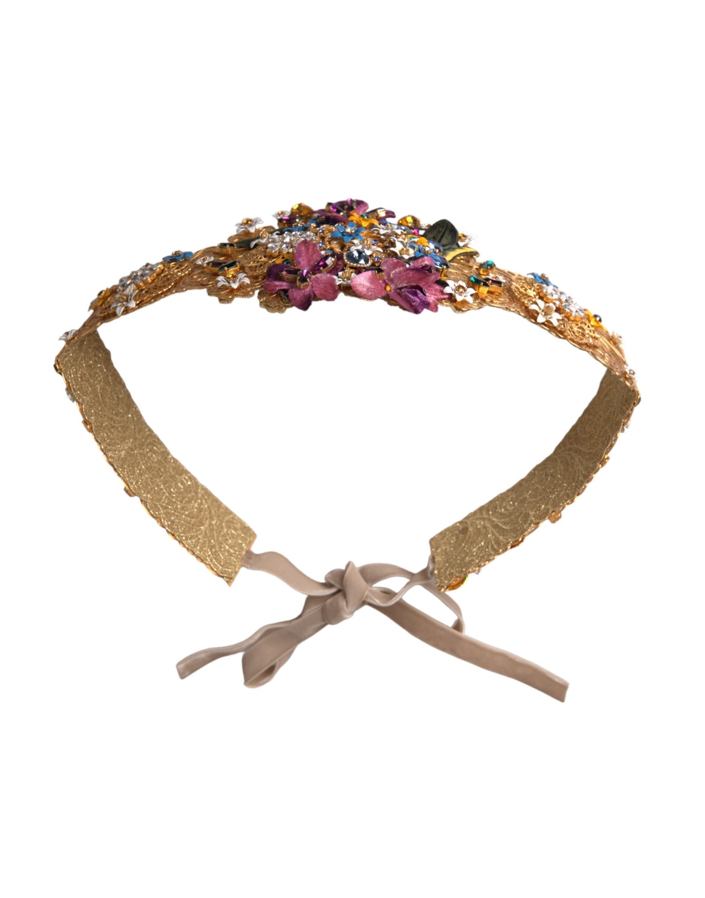 Dolce & Gabbana Multicolor Embellished Floral Crystal Wide Waist Belt IT42 / M