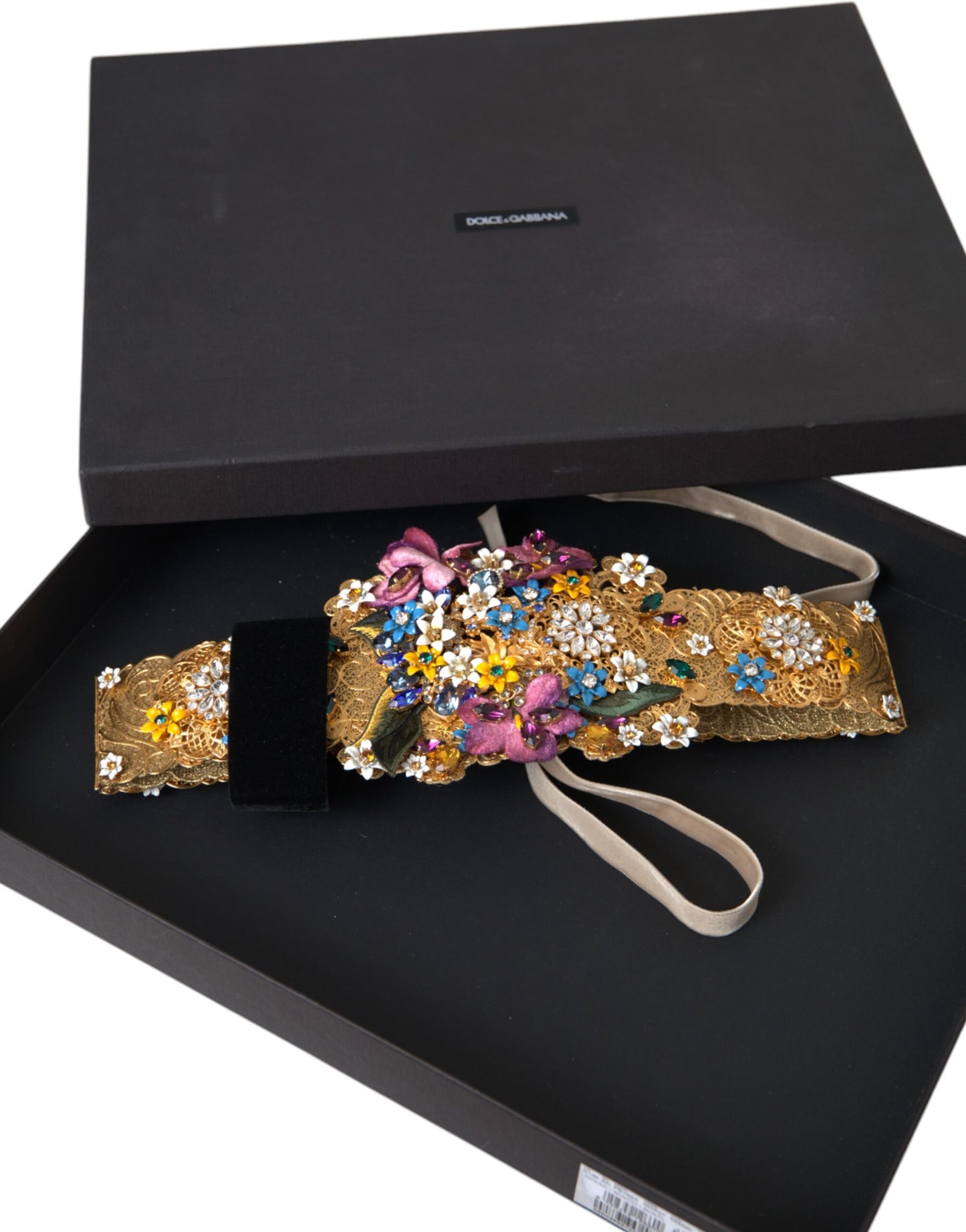 Dolce & Gabbana Multicolor Embellished Floral Crystal Wide Waist Belt IT42 / M