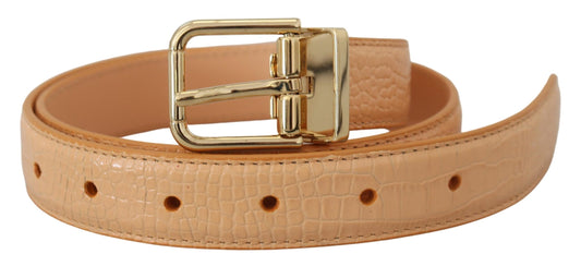 Dolce & Gabbana Beige Exotic Leather Gold Metal Buckle Belt 75CM / 30 INCHES