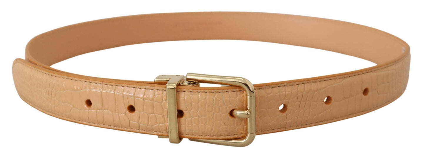 Dolce & Gabbana Beige Exotic Leather Gold Metal Buckle Belt 75CM / 30 INCHES