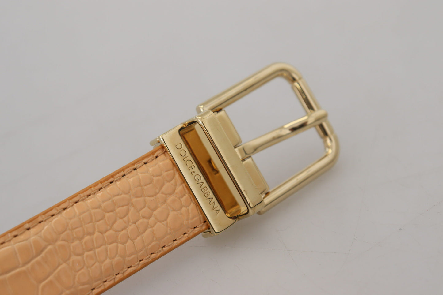 Dolce & Gabbana Beige Exotic Leather Gold Metal Buckle Belt 75CM / 30 INCHES