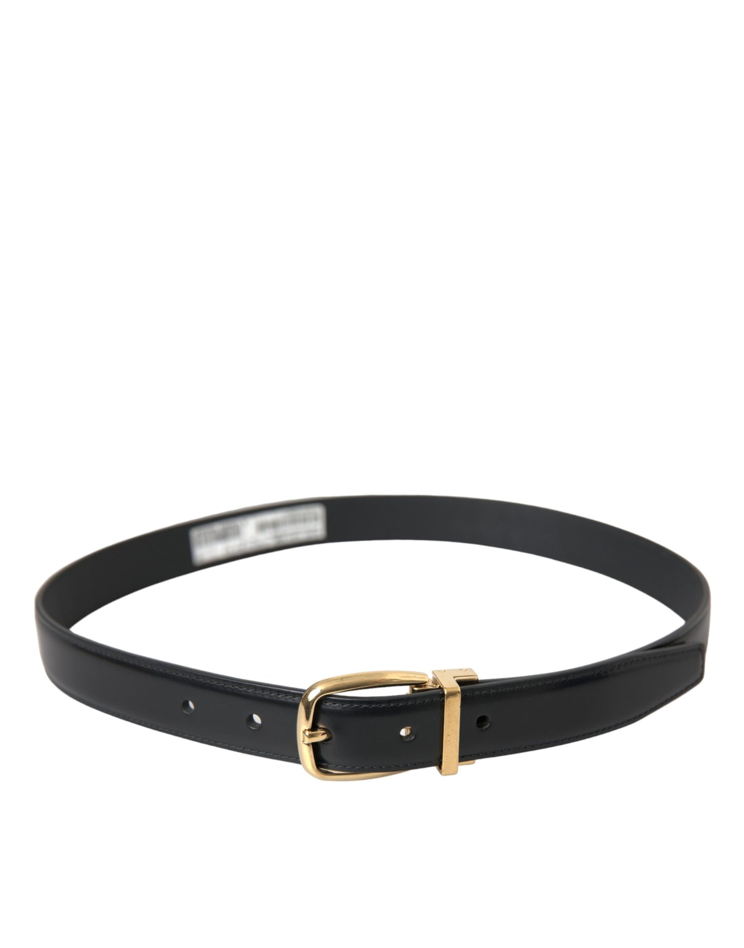 Dolce & Gabbana Black Calf Leather Gold Metal Buckle Belt 75 CM / 30 INCHES