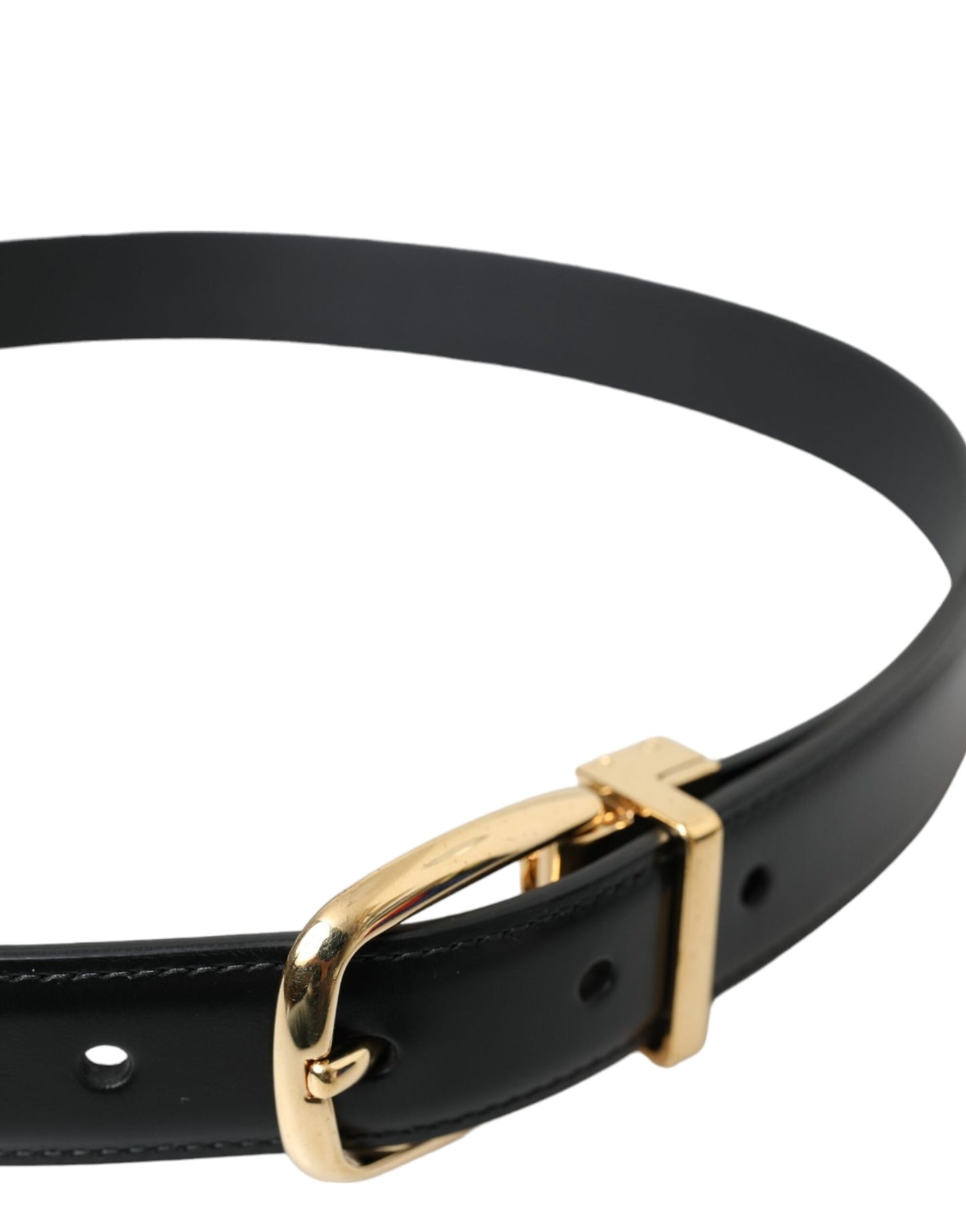 Dolce & Gabbana Black Calf Leather Gold Metal Buckle Belt 75 CM / 30 INCHES