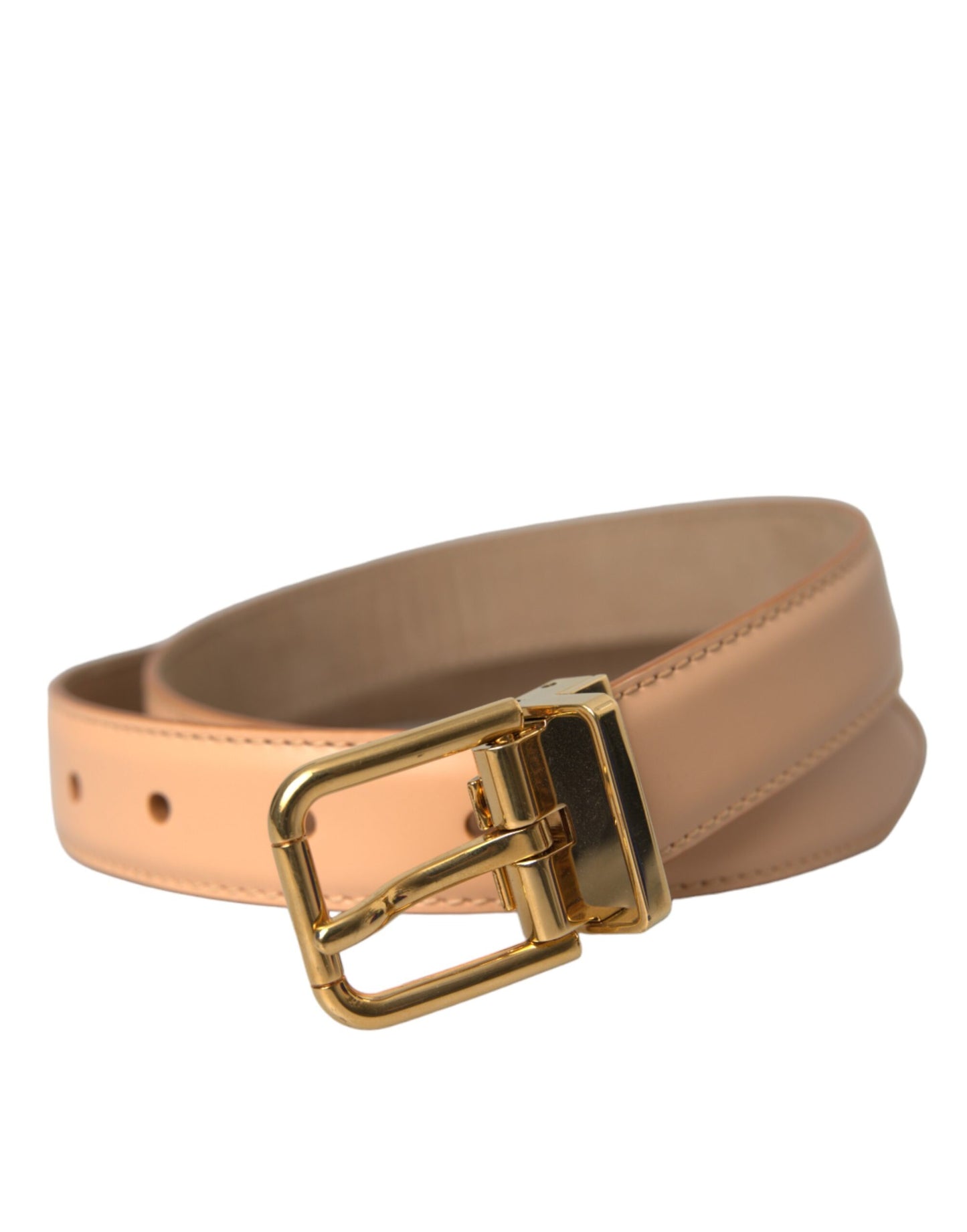 Dolce & Gabbana Beige Calfskin Leather Gold Metal Buckle Belt 80CM / 32 INCHES