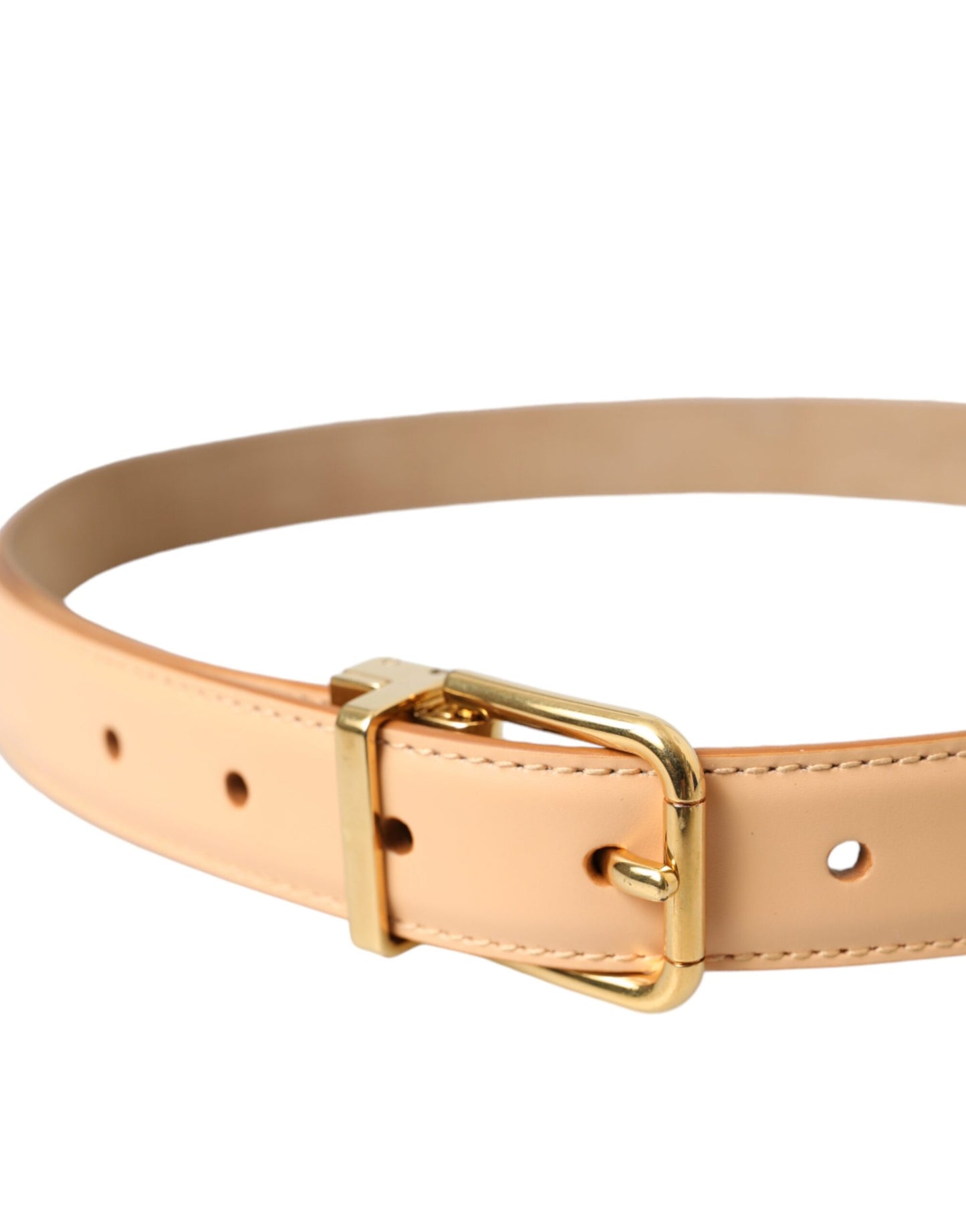 Dolce & Gabbana Beige Calfskin Leather Gold Metal Buckle Belt 80CM / 32 INCHES