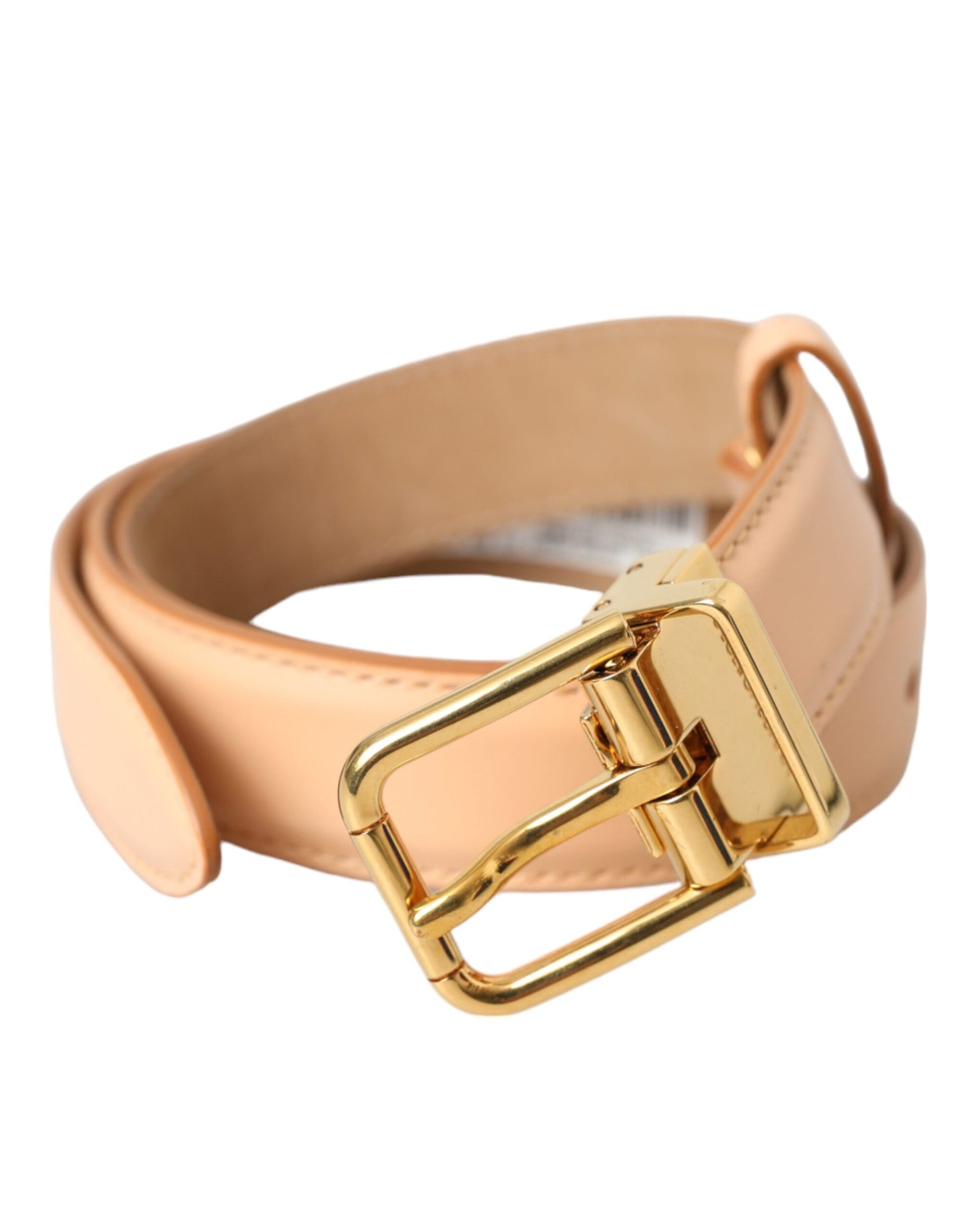 Dolce & Gabbana Beige Calfskin Leather Gold Metal Buckle Belt 75CM / 30 INCHES