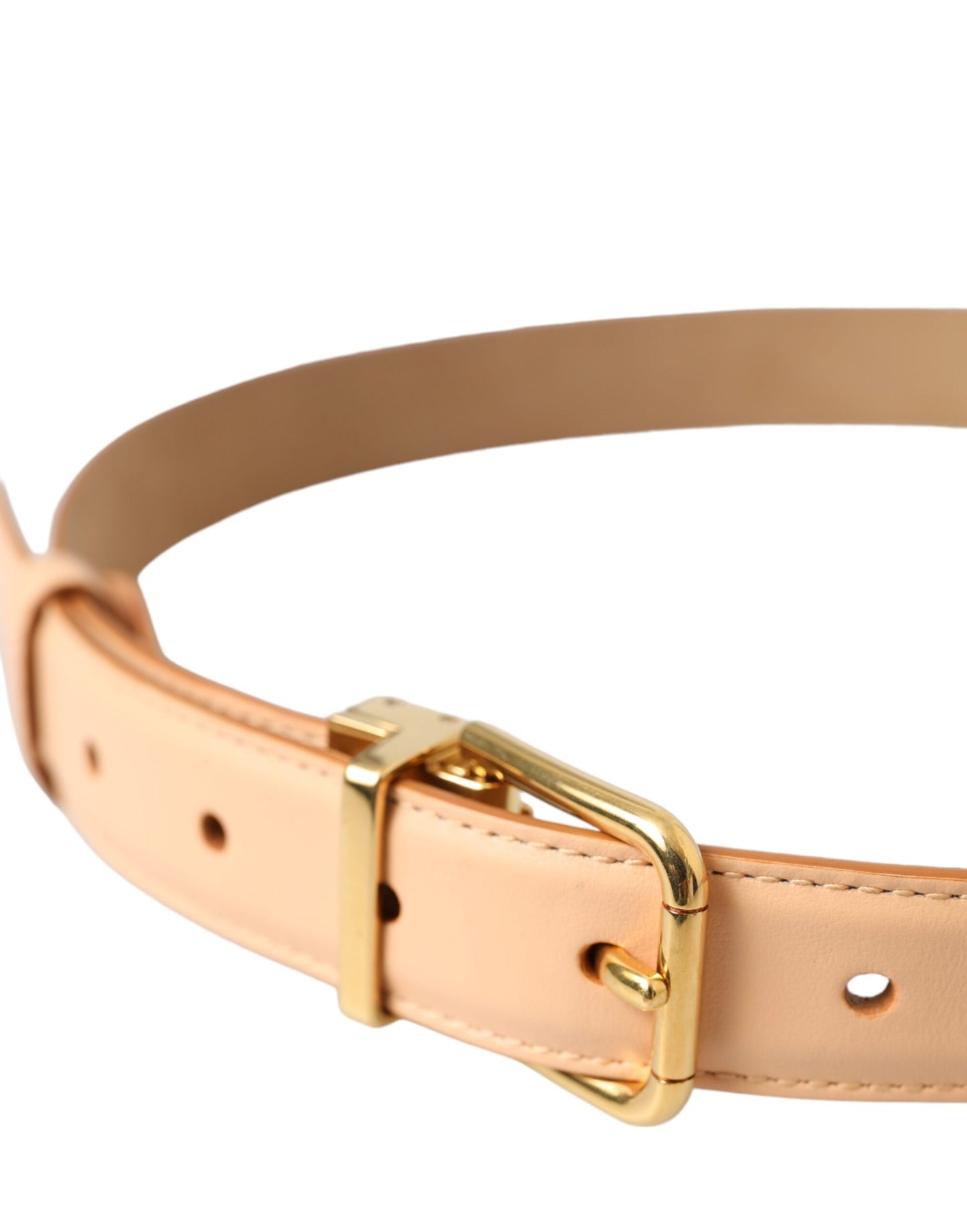 Dolce & Gabbana Beige Calfskin Leather Gold Metal Buckle Belt 75CM / 30 INCHES