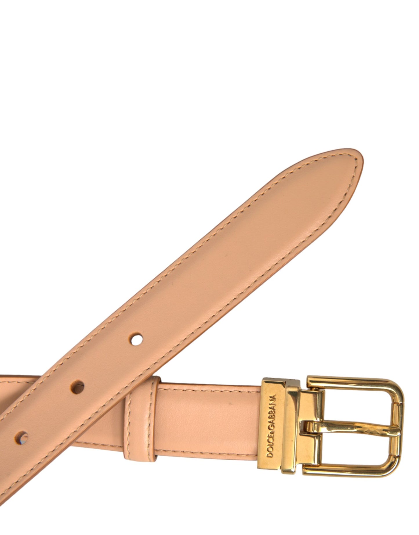 Dolce & Gabbana Beige Calfskin Leather Gold Metal Buckle Belt 75CM / 30 INCHES