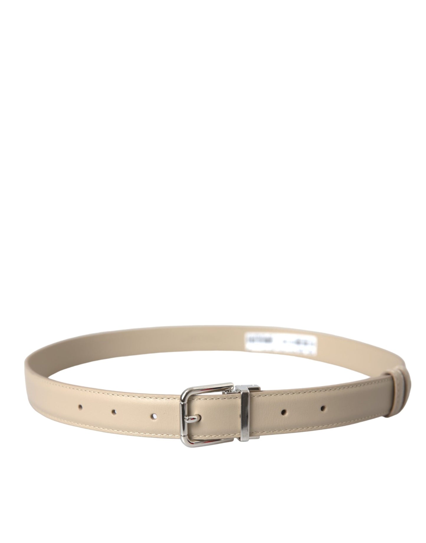 Dolce & Gabbana Beige Calfskin Leather Silver Metal Buckle Belt 80CM / 32 INCHES