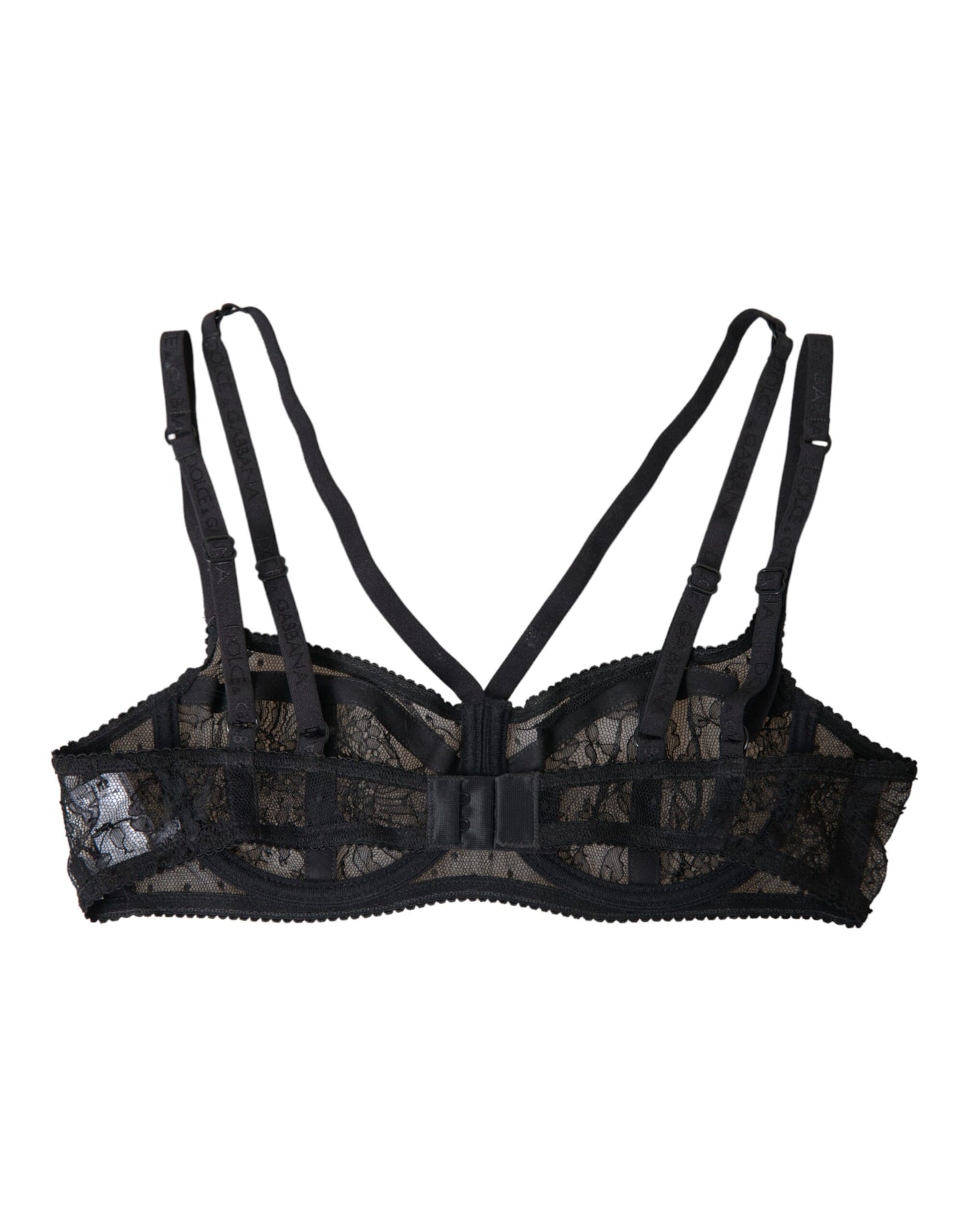 Dolce & Gabbana Black Floral Lace Nylon Balconcino Bra Underwear IT2 / S