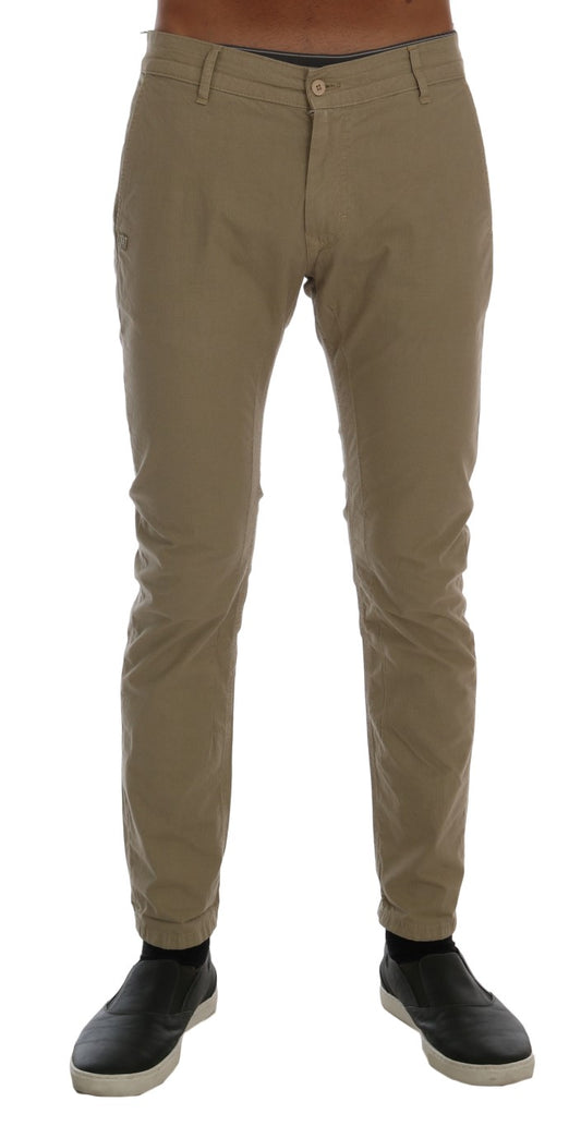 Daniele Alessandrini Beige Slim Fit Chinos for Sophisticated Style W30