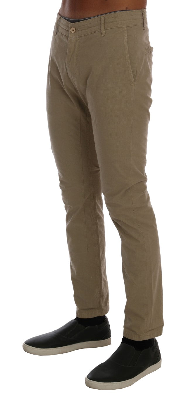 Daniele Alessandrini Beige Slim Fit Chinos for Sophisticated Style W30