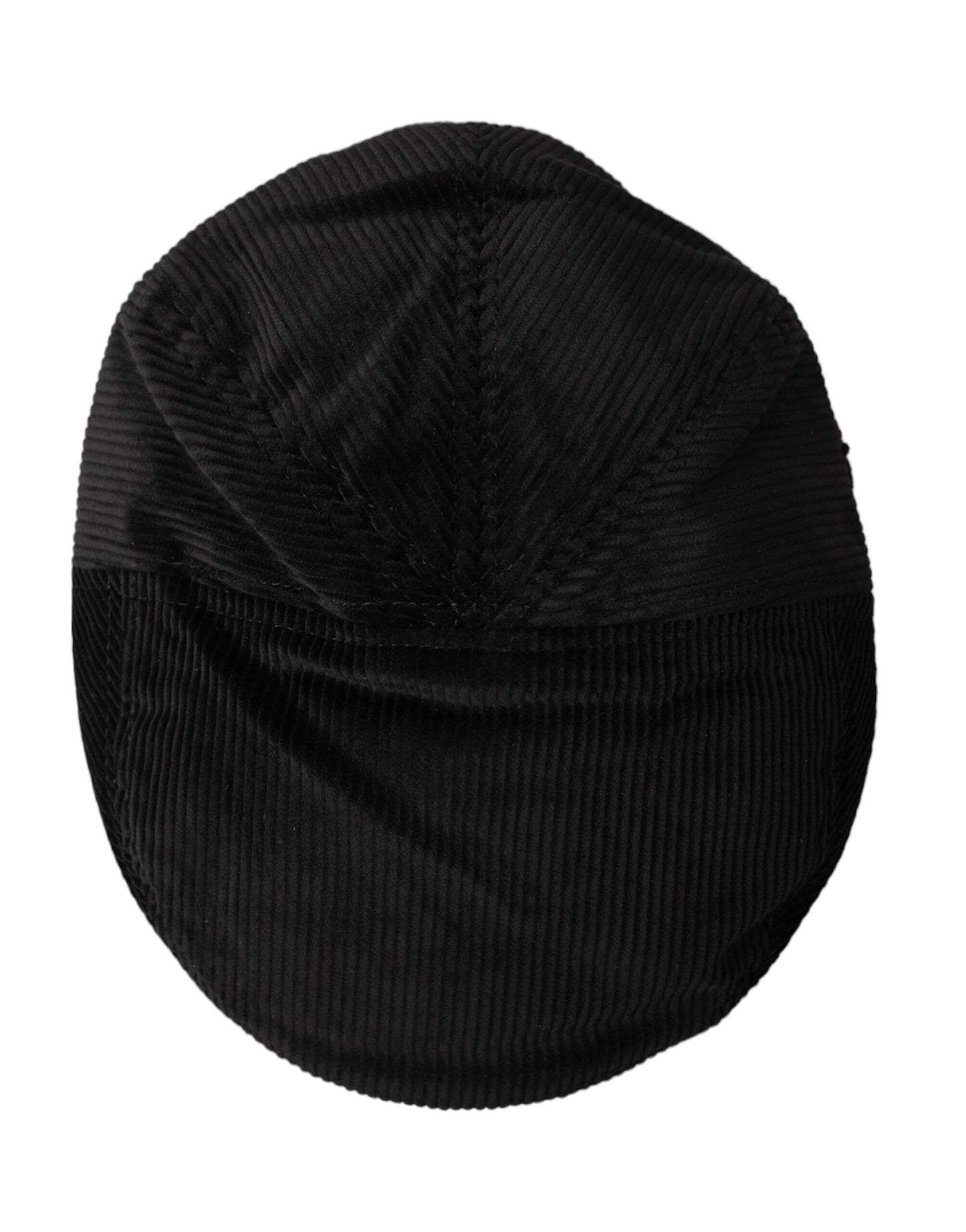 Dolce & Gabbana Black Corduroy Crown Newsboy Hat Men 58CM / M