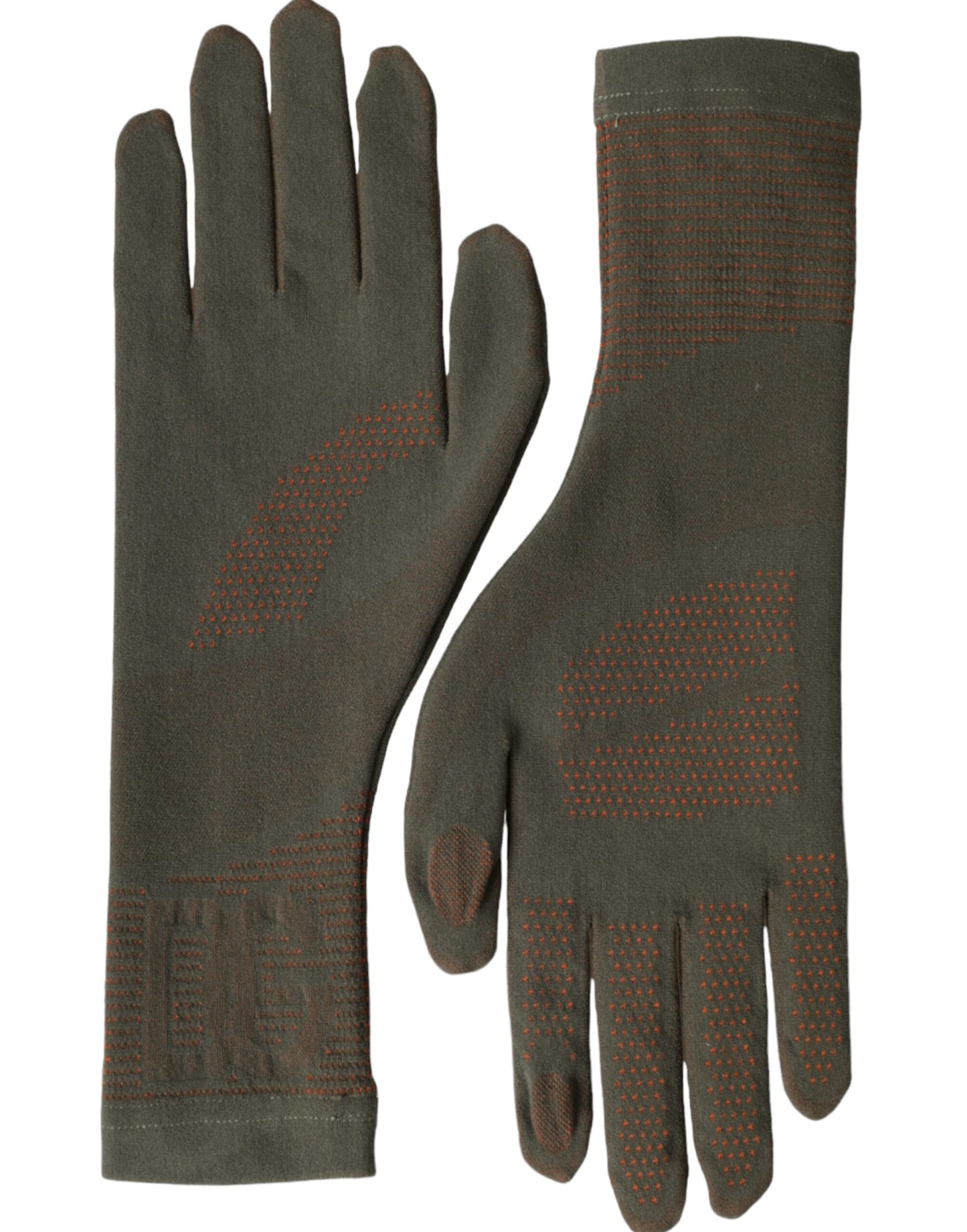 Dolce & Gabbana Brown Cotton Stretch Wrist Length Gloves 7.5 / S