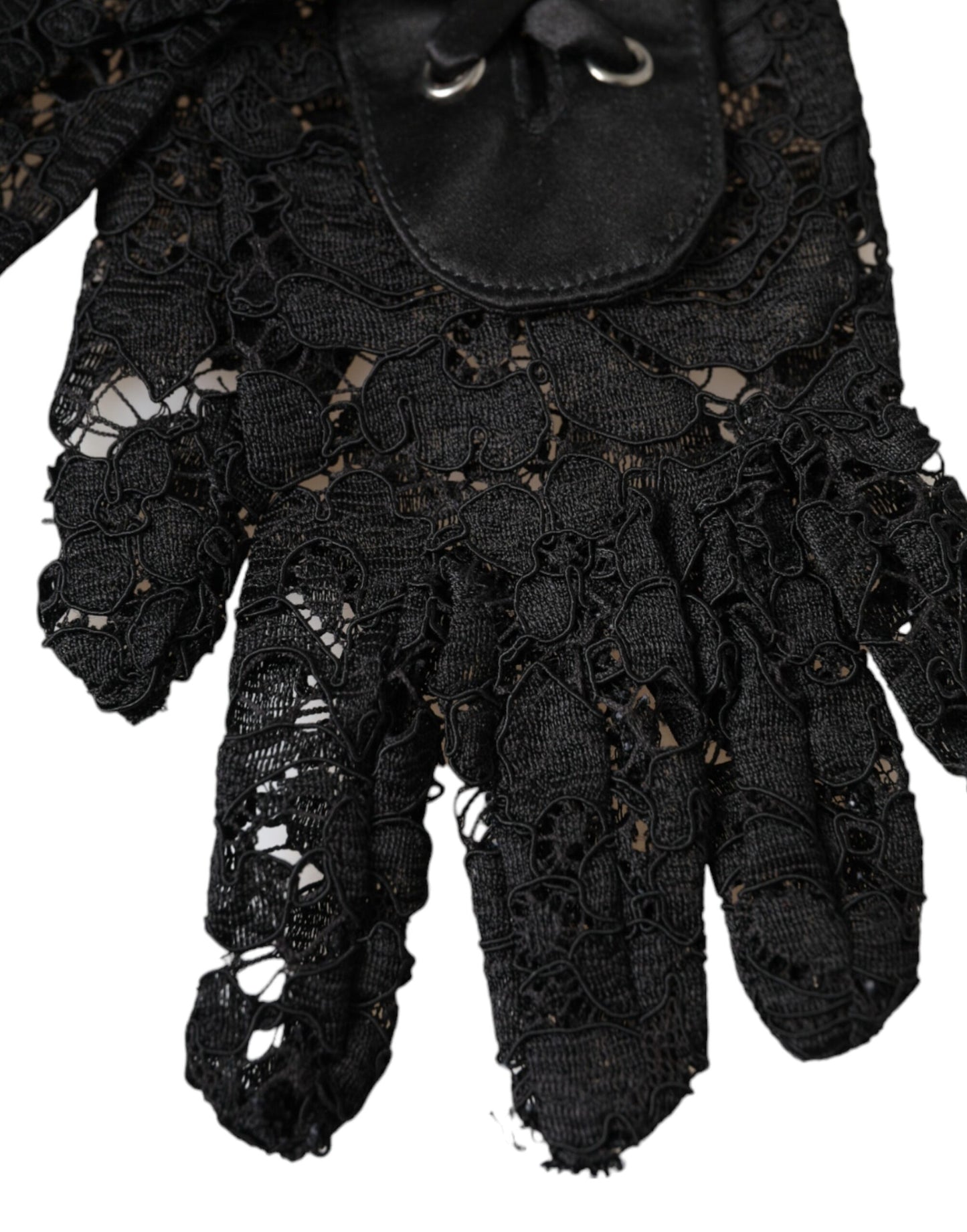 Dolce & Gabbana Black Taormina Lace Elbow Length Gloves 7.5 / S